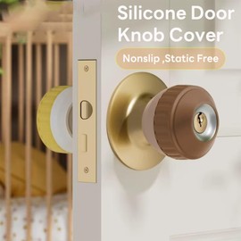 4pcs Silicone Door Knob Cover - Nonslip, Easy to Open and Install, Slip-Preventive, Personalize Your Room, One Size Fits All（Brown, Green, Pink, Yellow）