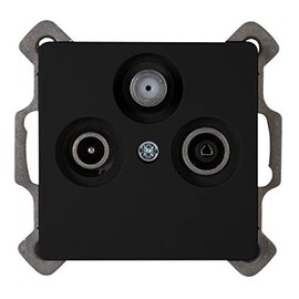 Kopp Paris 921450085 3-Way Antenna Socket for TV/RF/SAT, Flush-Mounted, Matte Black
