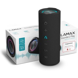 Lamax Sounder2 Play Bluetooth speaker, 24 hours of listening pleasure, excellent 24 W power, visual effects, Bluetooth 5.3, IP67 water resistance, microphone for calls