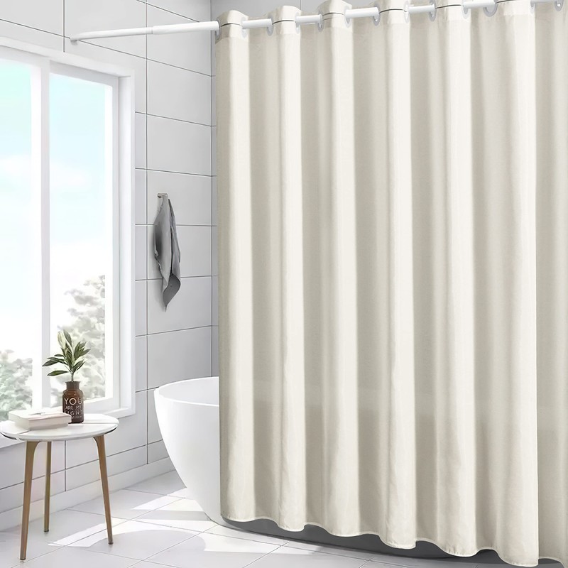 Furlinic No Hook Extra Long Shower Curtain 84 Length,Soft Fabric