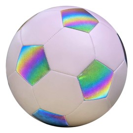 REBOIL Fantasy Soccer Ball – Flash Holographic Reflective and Discolored Leather Balls – Hoop Glowing Gifts Toys for Boys and Girls Size 4, Purple