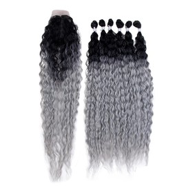 Water Wave Hair 6 Bundles with Closure 30 Inch High Temperature Heat Resistant Hair TT1B/60A Deep Wave Synthetic Hair 7 Pieces/Pack