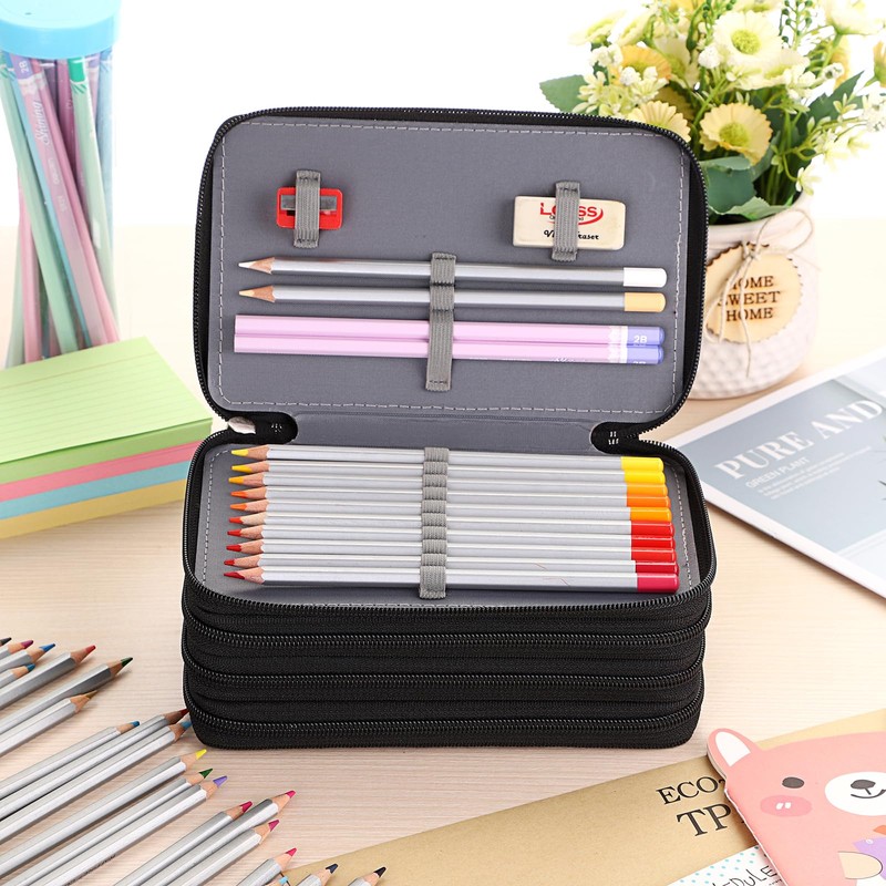 IGNPION Large Multi-Layer School Pencil Case for 72 Colored Pencils