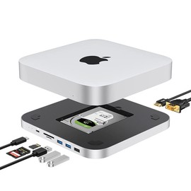 GIDi USB Type C Hub for Mac Mini w/ 2.5” HDD and SSD with SATA Port, 1x HDMI 4K 60, 1x VGA 1080p, 1x Type C (5gbps), 2X USB 3.0 Ports (5gbps), 1x USB 2.0, 1x Micro SD and 1x SD Card Reader