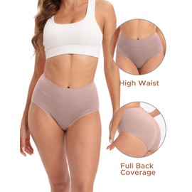 INNERSY Womens Underwear Cotton Briefs Postpartum Underwear for Women Breathable High Waisted Panties 5 Pack(Medium, Basic)