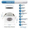 SIGMALED LIGHTING, Mini LED Recessed Spotlight, 3 W, Dimmable, Neutral