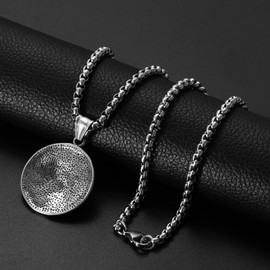 OIDEA Men's Necklace Medal Silver: Vintage Sun Moon 12 Constellations Pendant with Stainless Steel Wheat Chain Retro Chain Gift for Men Boys, Stainless Steel