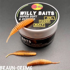 Psarás Trout Aroma Softbaits Set Box - 38 mm - Trout Fishing Baits - Willy Baits (Brown/Cream)