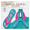 PERFORMORE Flip Flop Beach Towel Clips (Pink Strap), 2-Pack, Portable