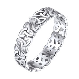 Silvora Eternity Ring for Woman Sterling Silver Irish Knot Band Wedding Engagement Rings for Couples Family Size 7