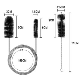 Voarge Set of 4 Aquarium Cleaning Brush Filter, Cleaning Brush Set for Pipes, Bottles, Bathtub Drain, 155 cm