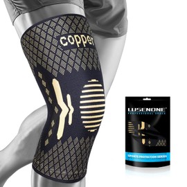 Lusenone Copper Knee Support for Men and Women, Compression Bandage Knee Wraps for Knee Pain, Meniscus, Osteoarthritis Knee, Knee Brace Right / Left, Best Knee Support for Sports, Jogging, Gym, XL