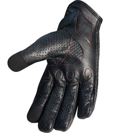 Jackets 4 Bikes Men's Premium Leather Street Motorcycle Protective Cruiser Biker Gel Gloves Perforated BlackRed L