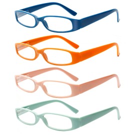 Kerecsen 4 Pack Ladies Reading Glasses Colorful Readers Spring Hinge Fashion Eyeglasses for Women (4 Pure color, 1.75, multiplier_x)