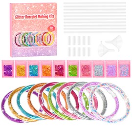 MPQMPQ Bracelet Craft Girls, DIY Glitter Bracelet Craft Set with Shiny Sequins, Creative Craft Set for Girls, Birthday Gift for Girls from 6 7 8 9 10 11 12 Years