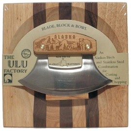 Large Alaska Ulu Bowl Set Wildlife Collage Etched Handle