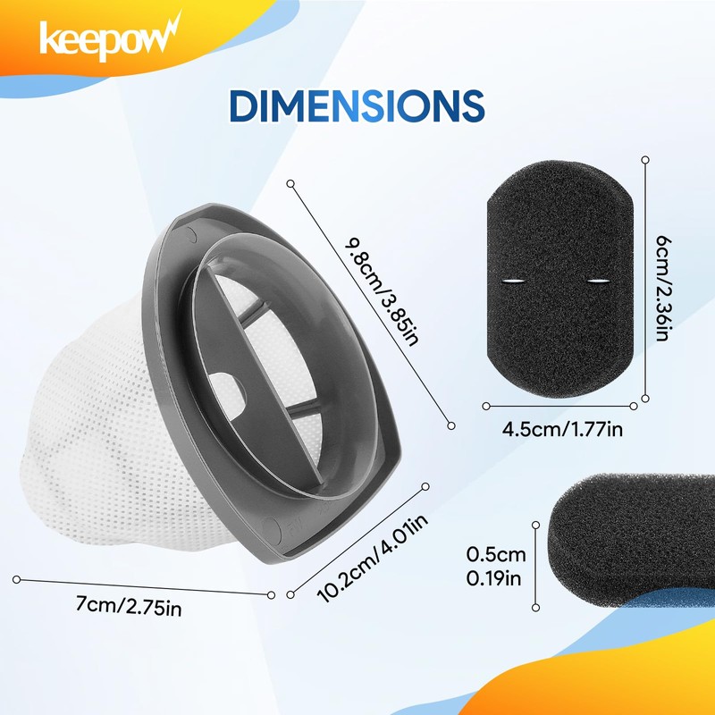 KEEPOW 2033 Vacuum Filter Set Compatible with Bissell Featherweight Stick