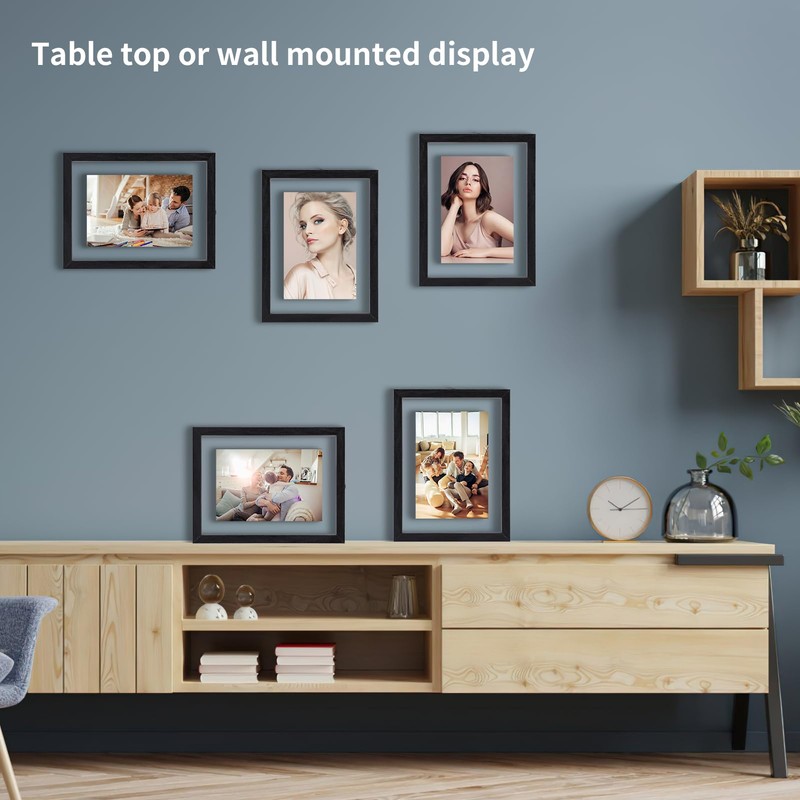 Trwcrt 4x6 Floating Picture Frames Set of 4, Double Glass