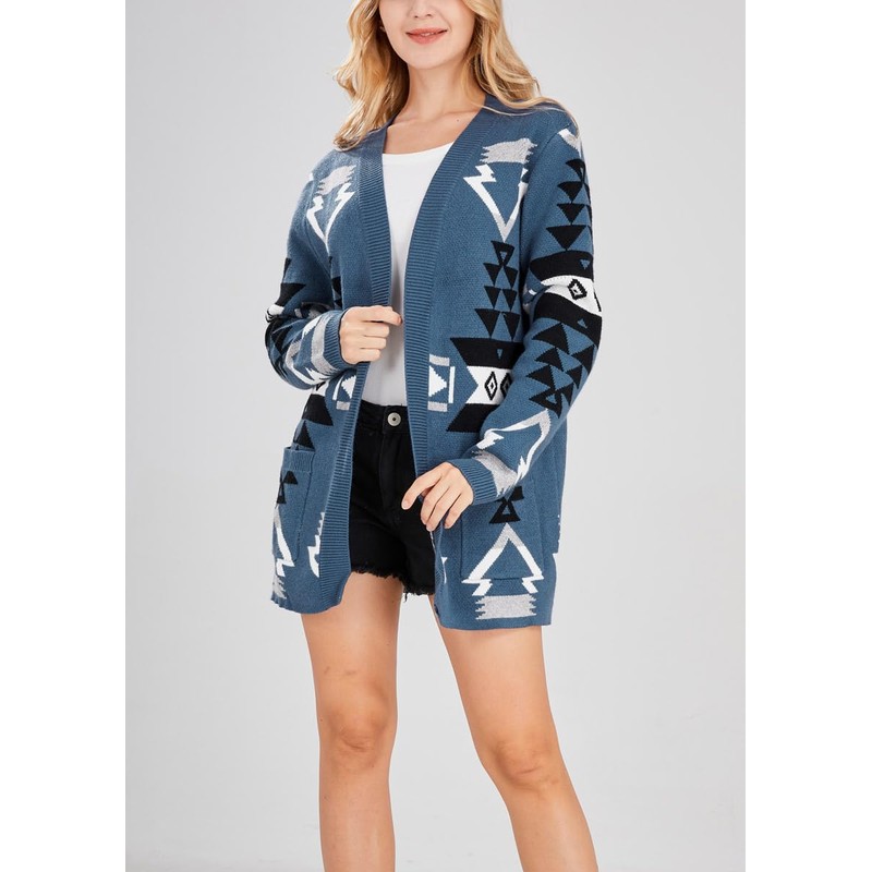 chouyatou Suéter de punto jacquard con estampado azteca tribal para