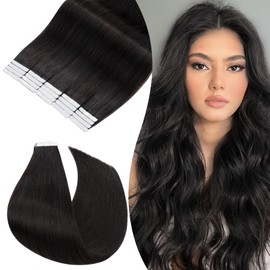 Rich Choices Tape in Hair Extensions Human Hair 12 Inch Black Hair Extensions Remy Hair Extension Natural Black Tape Hair Extensions Real Human Hair Injection Tape Extensions 10Pcs 20g