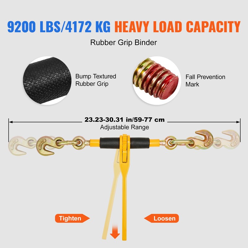 VEVOR Chain and Binder Kit, 3/8"-1/2" Ratchet Load Binders 9200