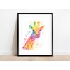 Rainbow Giraffe Print, Giraffe Watercolour Decor, Colourful Animal Wall Art,