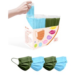 TeNice Face Masks Disposable 100 Pack, Colorful Mask for Adult, HSA FSA Eligible, 4 Ply ASTM Level 3, Individually Wrapped, Emerald Ocean