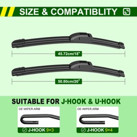 ZIXMMO QUALITY 20in + 18in Premium All-Season Windshield Wiper Blades for Original Equipment Replacement(Set of 2)