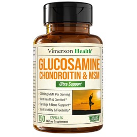 Glucosamine Chondroitin MSM Supplement – 3-in-1 Joint Supplements for Men and Women w/Glucosamine Sulfate 1500mg, Chondroitin Sulfate 1200mg & MSM 2000mg for Joint Health – FSA Eligible 150 Caps