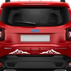 Jee Renegade C.2307 Aufkleber-Set für Heckklappe 4 x 4 Stern Geländewagen Auto Decal c.2307 (010 Weiß)