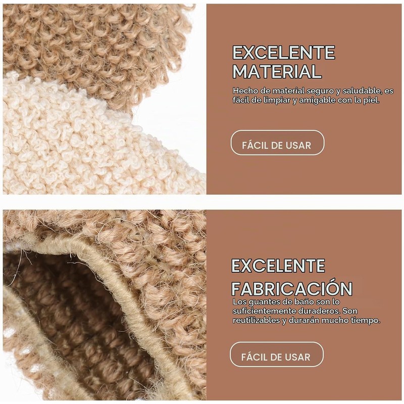 Guantes exfoliantes de yute FOMIYES – Dúo de 2 para