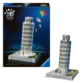 Ravensburger 3D Puzzle Iconics: 12008028 Tower of Pisa - with Light - Probably the Most Famous Leaning Tower in the World as Detailed and Illuminated Model