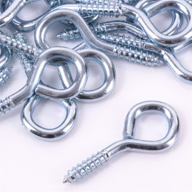 Pack of 50 Metal 40mm Screw Eyes - Heavy Duty Loop/Vine/Hoop/Frame Eye Hooks