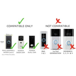 Gestech RingDoorbell Wired (5AT3T5) Slide On Rain Weather Cover Protector Anti Glare Only for Smaller RingWired Doorbell | Sturdy Design | Push Fit | No Drill (Tiled Effect Roof)