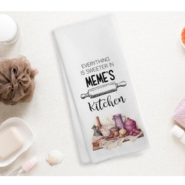 NOQL Meme's Kitchen Towels and Dishcloths, Meme Gifts, Grandma Gifts, Mothers Day Grandmother Gifts for Grandma Meme, Meme Drying Cloth Hand Towels Tea Towels for Bathroom Kitchen, 16×24 Inches