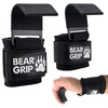 BEAR GRIP Weight Lifting Hooks, Non-Slip Rubberised Grips (Black)