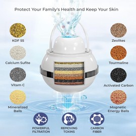 Bath Water Filter for Tub Faucet-8 Stages Bathtub Filter,2,500 Gallons of Filtration, Remove 99% Contaminants, Chlorine & Fluoride, Hard Water Softener, Enhances the Health of Skin, Hair & Nails-Blue