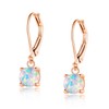 6mm Round Created White Fire Opal Leverback Earrings for Women|18K