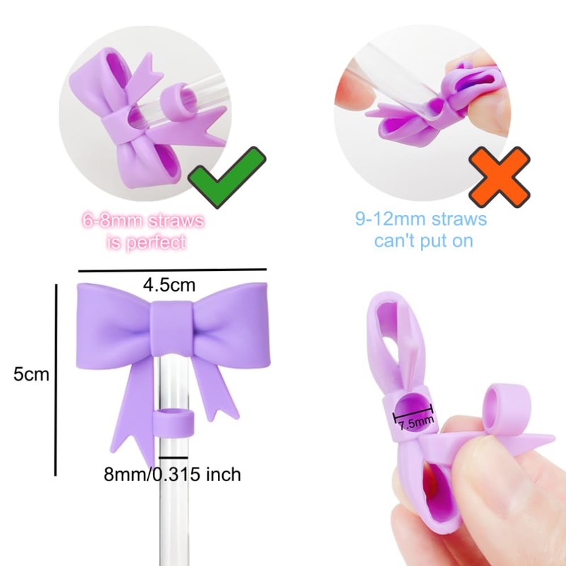 Bow Straw Covers Cap Compatible for Starbucks Cup Silicone Straw