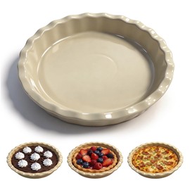 Pie Dish,Pie Dish for Baking – 10.04 Inch Ceramic Baking Dish, Fluted Edge, Round Bakeware for Pies, Quiches, and Desserts, Ideal for Oven Use