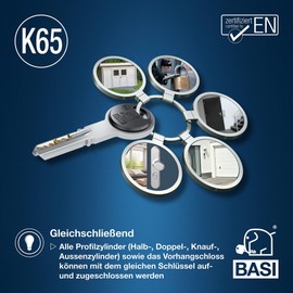BASI | K65 Profile Cylinder System | Configurator for Lock Cylinder | Can be Combined as desired | Keyed Alike