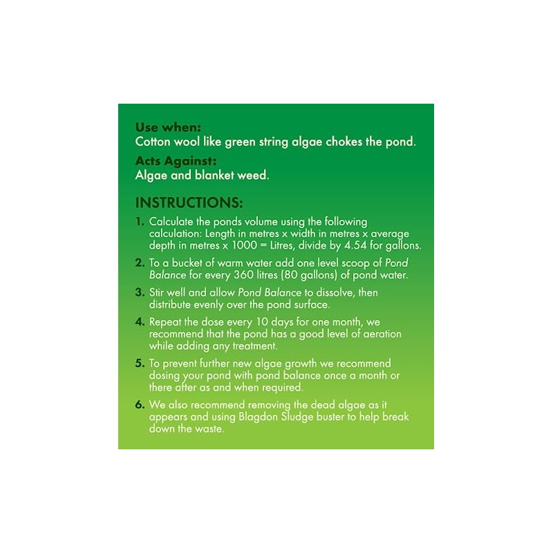 Blagdon Pond Balance, Clears Blanketweed & Algae, Encourages Plant Growth,