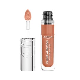 L'Oréal Paris Plump Ambition Lip Oil, Brillo Labial Efecto Voluminizador con Ácido Hialurónico, Hidratación Intensa para tus Labios, Tono Latte Glace, 5 ml