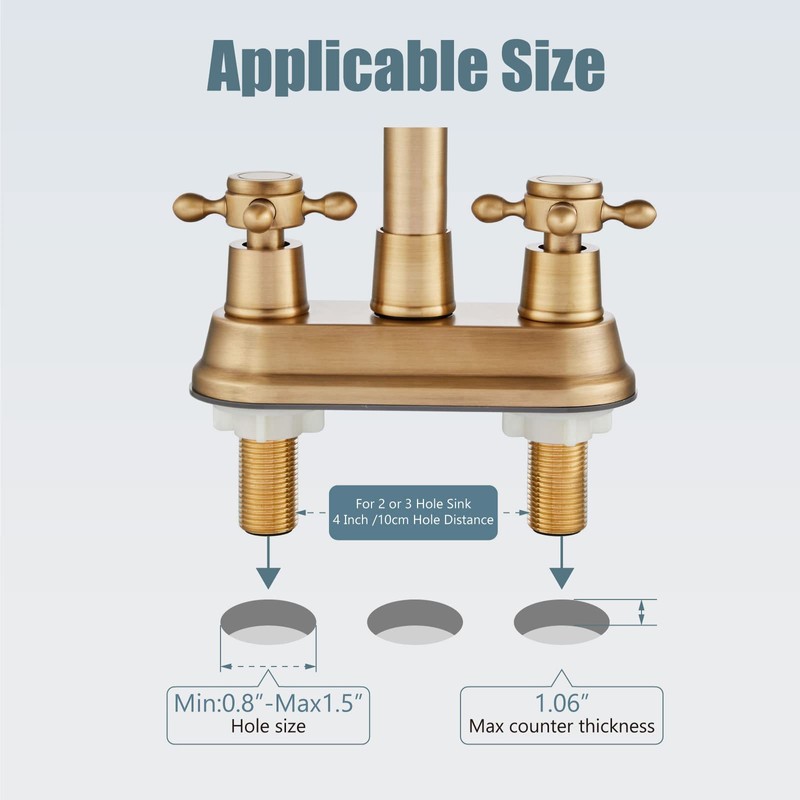 Aolemi 4 Inch Centerset Bathroom Sink Faucet Vintage 2 Cross
