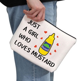 G2TUP Yellow Mustard Lover Gift Who Loves Mustard Makeup Bag Food Lover Cosmetic Bag Foodie Gift Sauce Lover gift (Who Loves Mustard MB)
