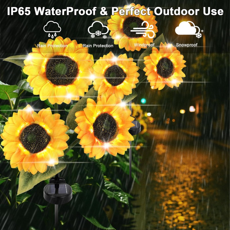 Solar Lights Outdoor Decorative, Upgraded 2 Pack with 6 Solar