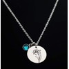 Eilygen Birth Month Flower Necklace Stainless Steel Disc Pendant Necklace