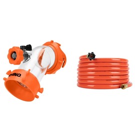 Rhino RV Sewer Hose Kit with Clear Adapter, 25 ft, Orange, Durable PVC, Standard Thread Compatible, With 3" Rigid Hitch Logo Decal