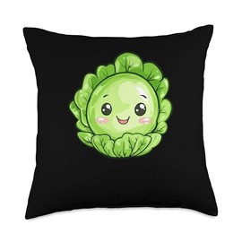 Iceberg Lettuce In Funny Kawaii Style Throw Pillow