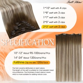 Full Shine Balayage Ombre Clip in Hair Extensions Clip in Human Hair Color 3 Dark Brown to 8 Ash Brown And 22 Blonde Clip in Extensions Human Hair Clip ins Long Straight Hair 7Pcs 22 Inch